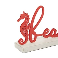 19" Red Coastal Beach Sign