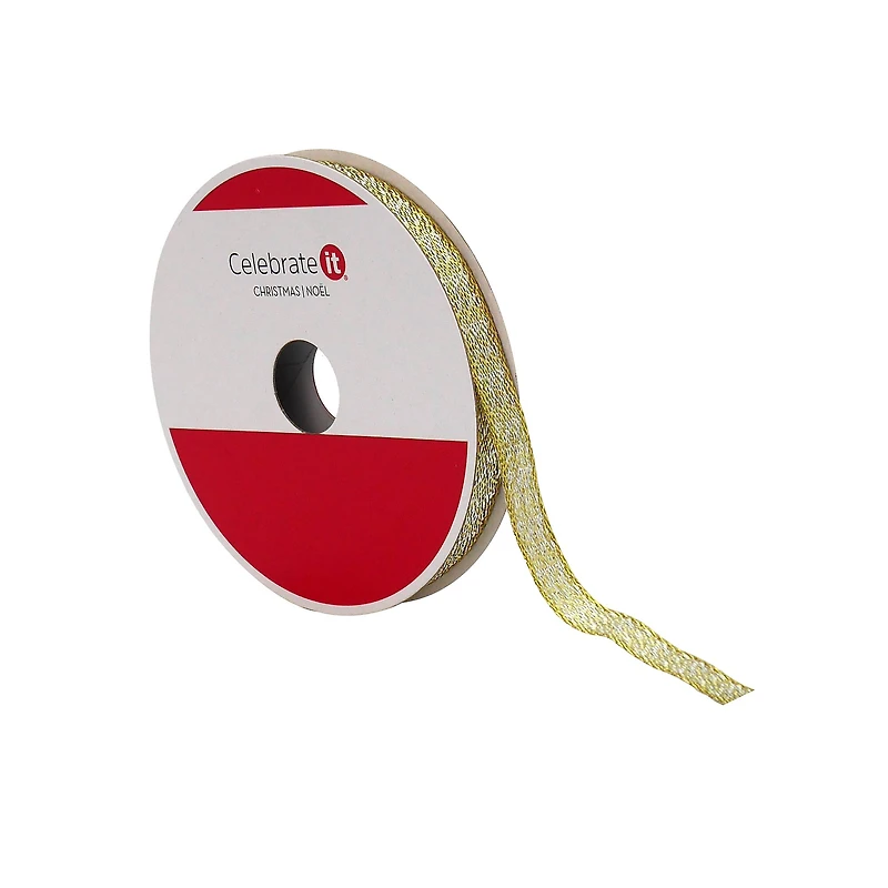 3/8" x 30ft. Champagne & Cream Metallic Ribbon by Celebrate It®