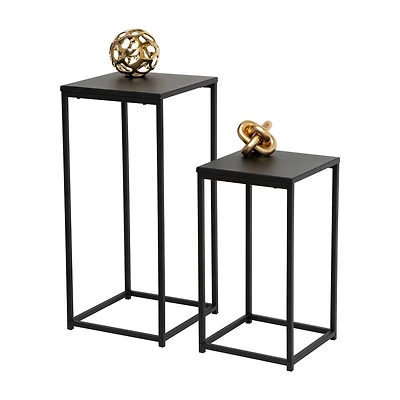Honey Can Do Square Black Side Tables Set