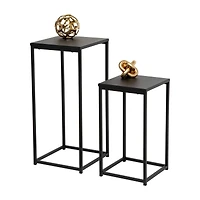 Honey Can Do Square Black Side Tables Set