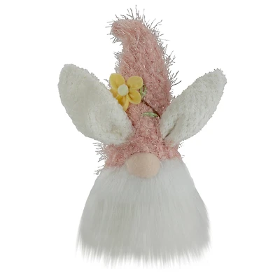 12" Pink & White Easter Bunny Gnome Head Figure