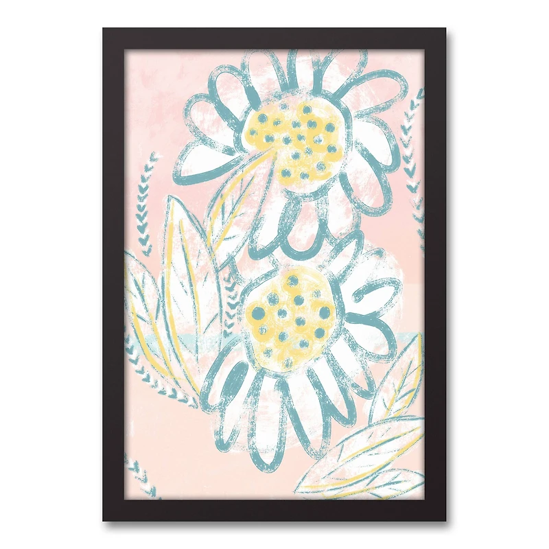 Bright Funky Florals 12" x 18" Black Framed Canvas