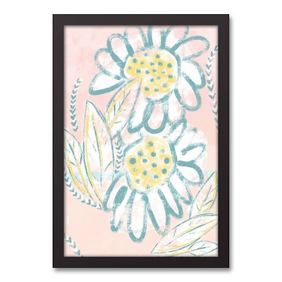Bright Funky Florals 12" x 18" Black Framed Canvas