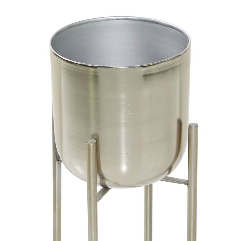 Silver Metal Glam Planter Set