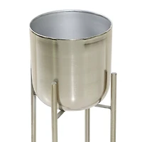Silver Metal Glam Planter Set