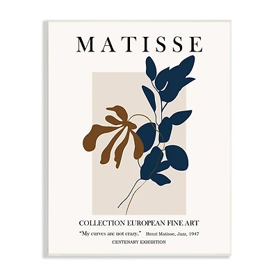 Stupell Industries Bold Modern Botanicals Leaf Silhouettes Matisse Text Wall Plaque Art