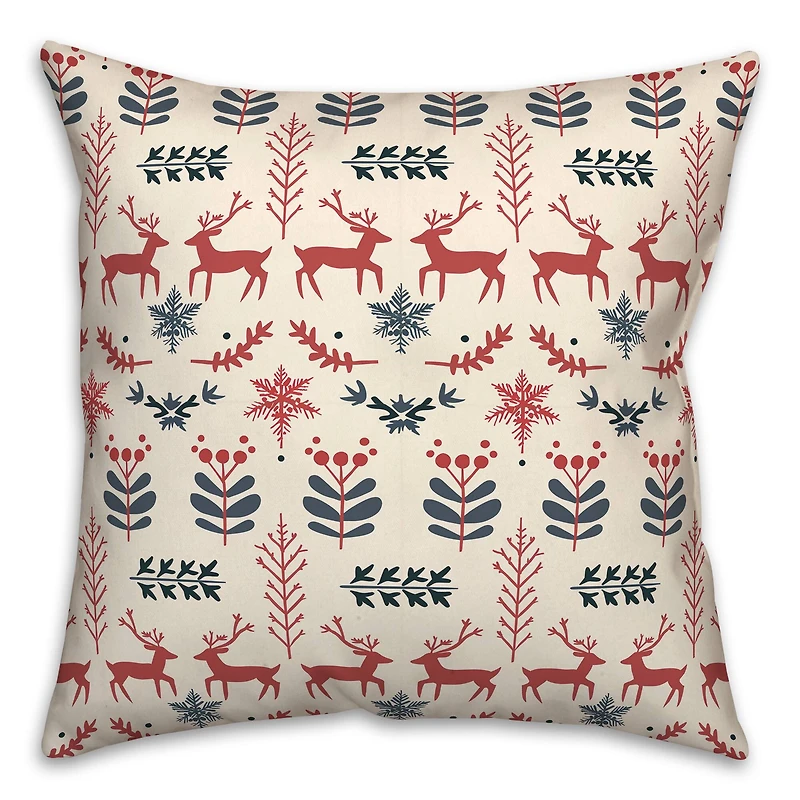 Scandinavian Reindeer Pattern 18" x 18" Spun Poly Pillow