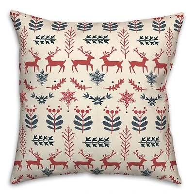 Scandinavian Reindeer Pattern 18" x 18" Spun Poly Pillow