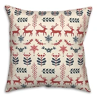 Scandinavian Reindeer Pattern 18" x 18" Spun Poly Pillow