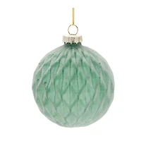 Green Frosted Glass Ball Ornament Set