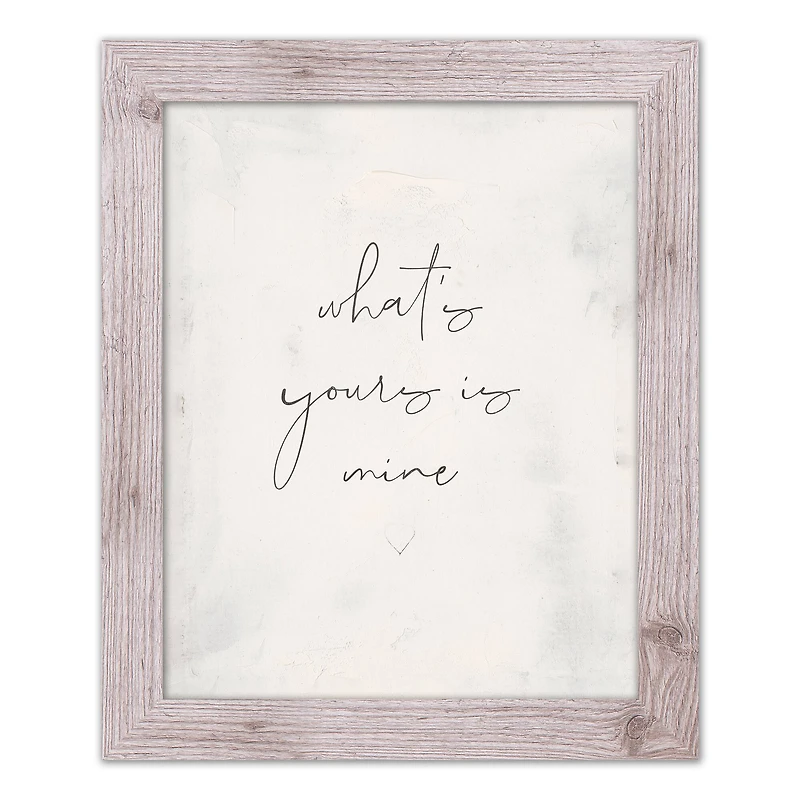 What's Yours is Mine White Framed Print