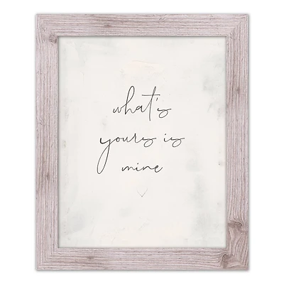 What's Yours is Mine White Framed Print