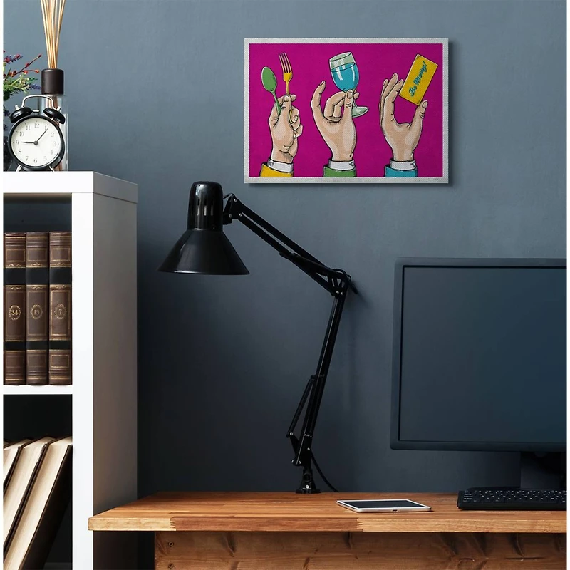 Stupell Industries Eat Drink Be Merry Neon Pink Canvas Wall Art