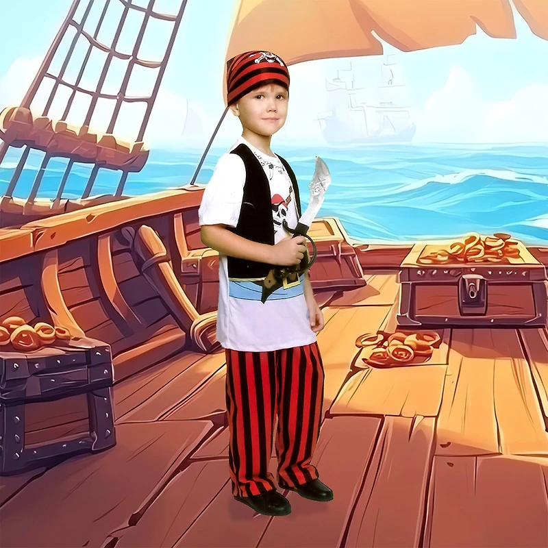 White & Red Pirate Boy's Costume