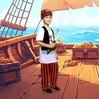 White & Red Pirate Boy's Costume