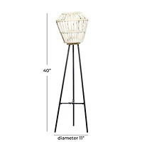 White Metal Natural Lantern, 40" x 11" x 11"