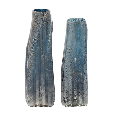 The Novogratz Blue Glass Contemporary Vase Set