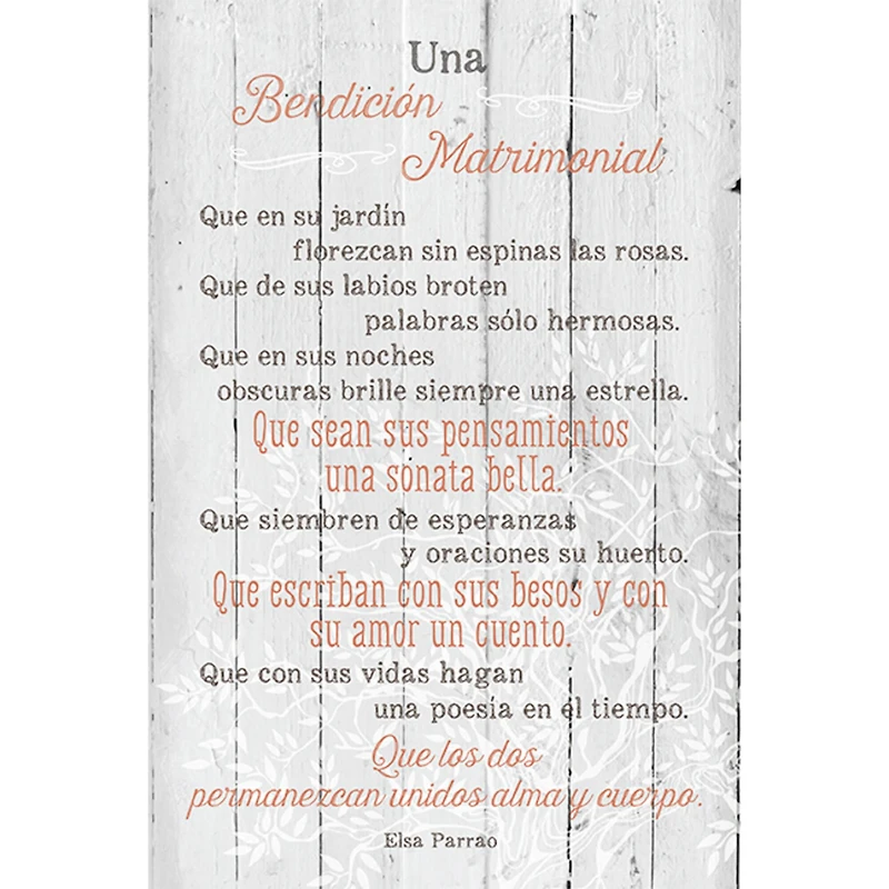 Una Bendición Matrimonial: Marriage Wall Plaque