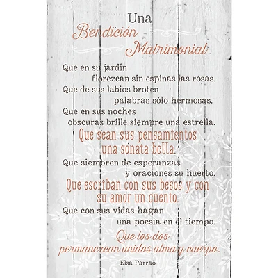 Una Bendición Matrimonial: Marriage Wall Plaque