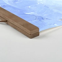 Tropical Town Painting 16" x 24" Teak Hanging Canvas