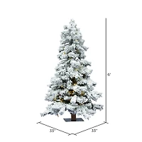 6ft. Pre-Lit Flocked Spruce Artificial Christmas Tree, Warm White Dura-Lit™ LED Lights