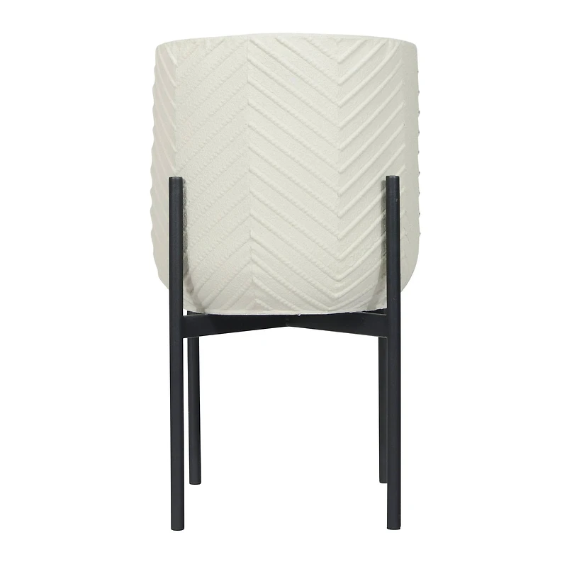 Hello Honey® 22" White with Black Metal Planter and Stand, 2ct.