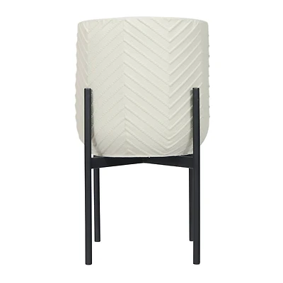 Hello Honey® 22" White with Black Metal Planter and Stand, 2ct.