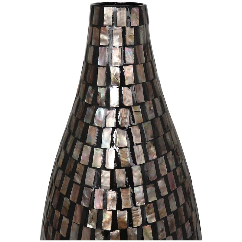 24" Black Mother of Pearl Handmade Mosaic Inspired Vase