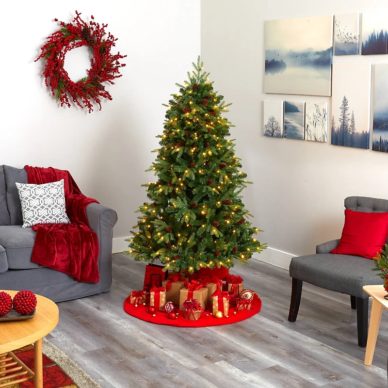 6ft. Pre-Lit Wellington Spruce Artificial Christmas Tree, Clear LED Lights