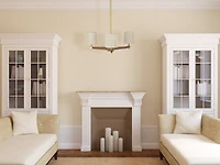 Hello Honey® 37.5" Wood & Metal Chandelier with Linen Shades