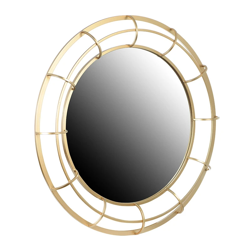 36" Gold Contemporary Round Metal Wall Mirror