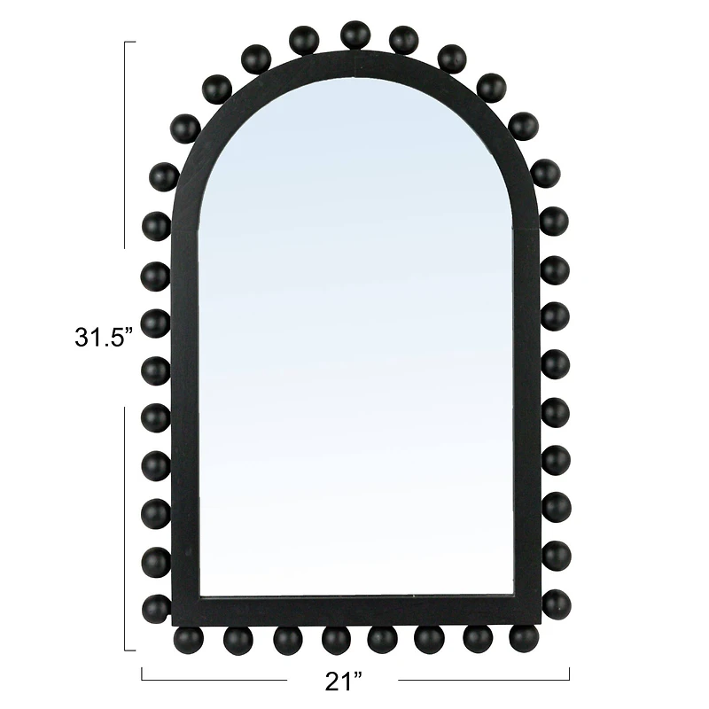 Hello Honey® 31.5" Black Boho-Southwestern Beaded Arched Firwood Wall Mirror