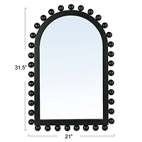 Hello Honey® 31.5" Black Boho-Southwestern Beaded Arched Firwood Wall Mirror