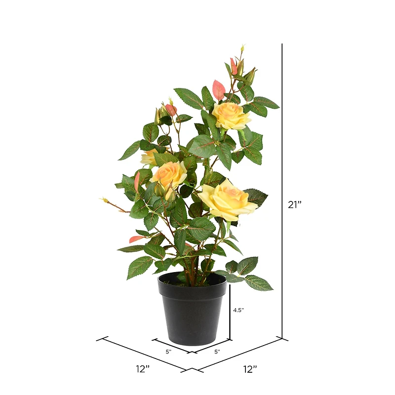 21" Artificial Yellow Rose Plant in Pot