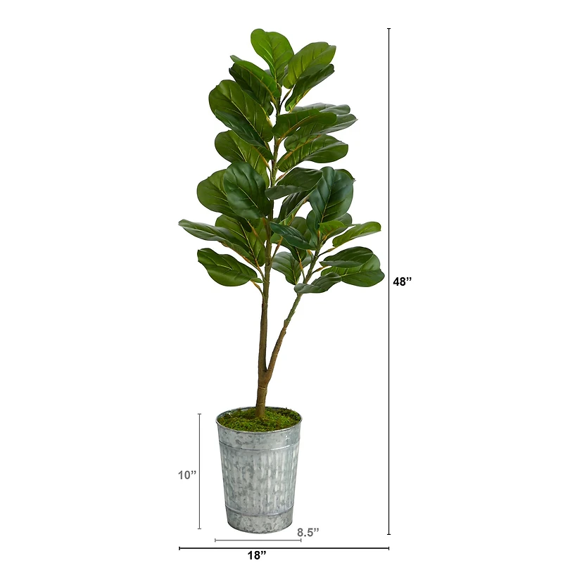 4ft. Fiddle Leaf Fig Tree in Metal Planter