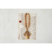 Hello Honey® 13" Antique Gold Finish Metal Bell & Mango Wood Bead Door Hanger with Jute Fringe