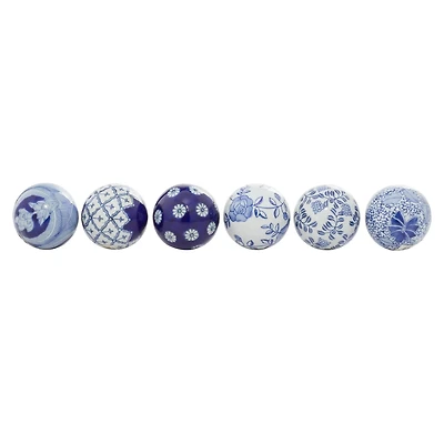 3" & White Patterned Ceramic Vase Filler Orb Set