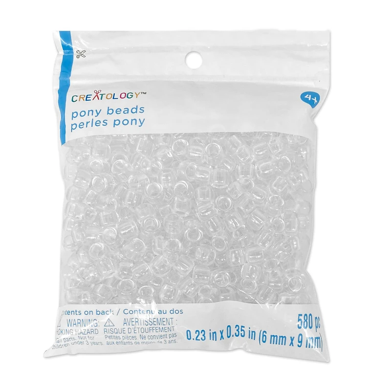 Crystal Clear Pony Beads by Creatology™, 6mm x 9mm