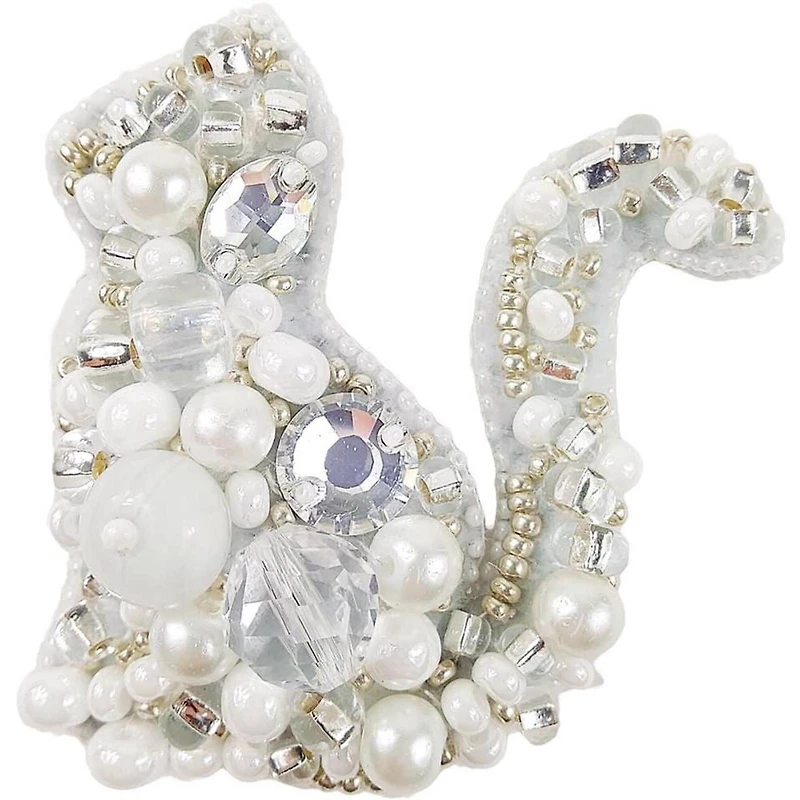 Crystal Art Beadwork Kit For Creating Brooch Cat