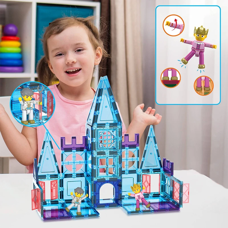 PicassoTiles® 72 Piece Ice Castle Magnetic Tile Building Set