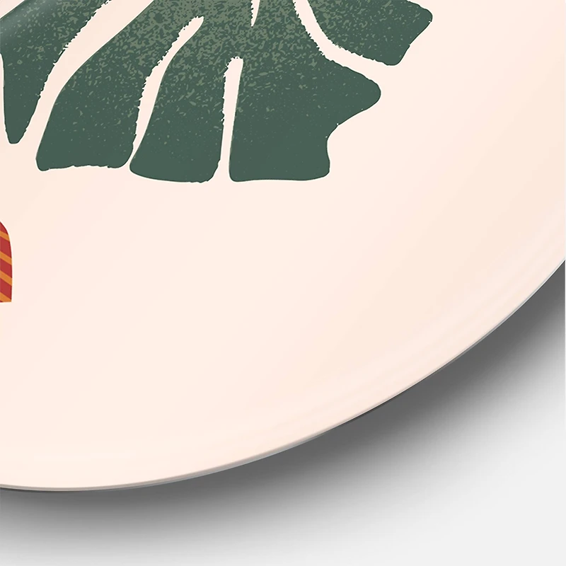 Designart - Moon & Sun Shapes In Retro Green & Terracotta Tone