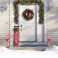 Glitzhome® 33" Metal Christmas Gingerbread House and Candy Cane Yard Stake Set