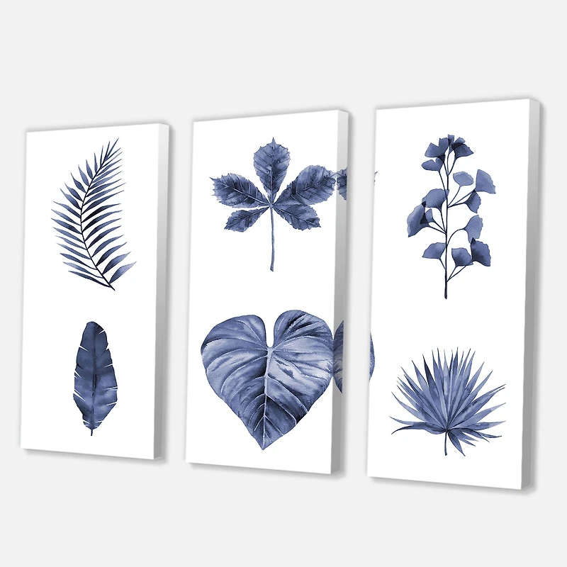 Designart - Abstract Blue Set Of Plant Leaves
