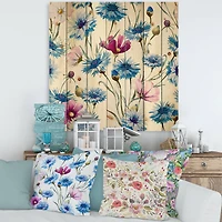 Designart - Blue and Pink Wild Cornflowers