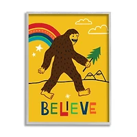 Stupell Industries Whimsical Believe Big Foot Wall Art in Gray Frame