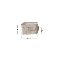 Hello Honey® 8" Natural Rectangular Hemp Fiber & Metal Bin with Cotton Canvas Lining