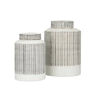 Black and White Ceramic Modern Jars, set of 2, 13", 11"