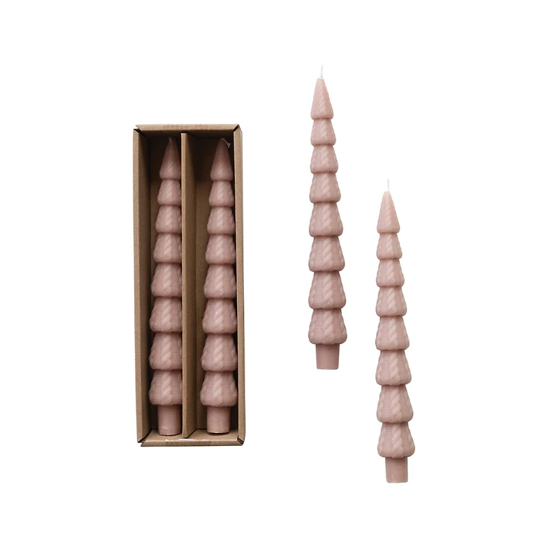 Hello Honey 10" Khaki Seasonal Silhouette Tree Shaped Taper Candles, 2ct.