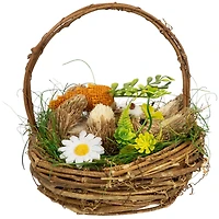 6.5" Bunny in Woven Basket Easter Décor