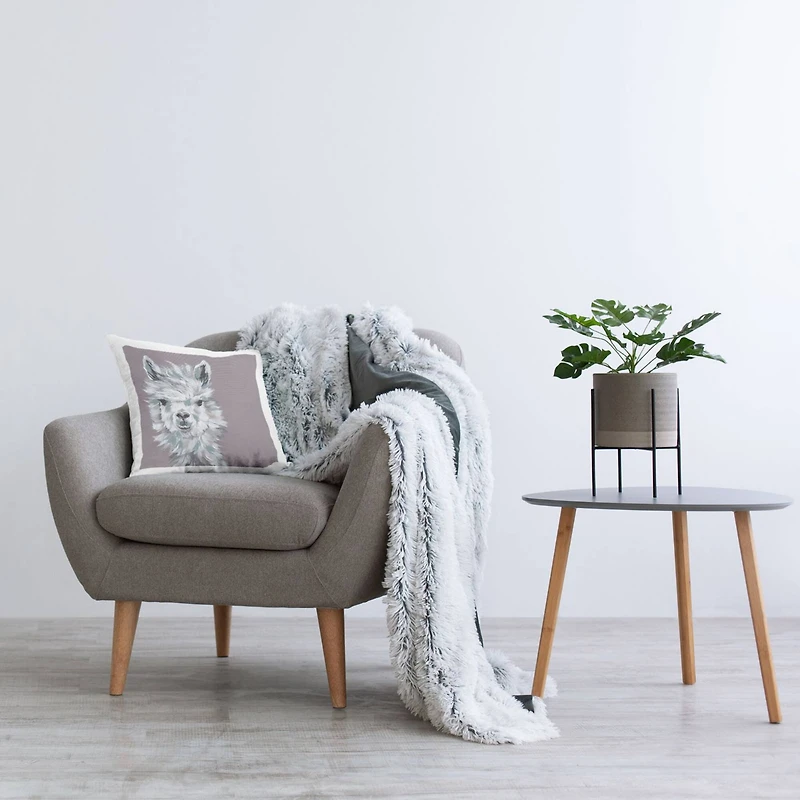 Stupell Industries Fluffy Farm Llama Breezy Wise Gaze Throw Pillow, 18" x 18"